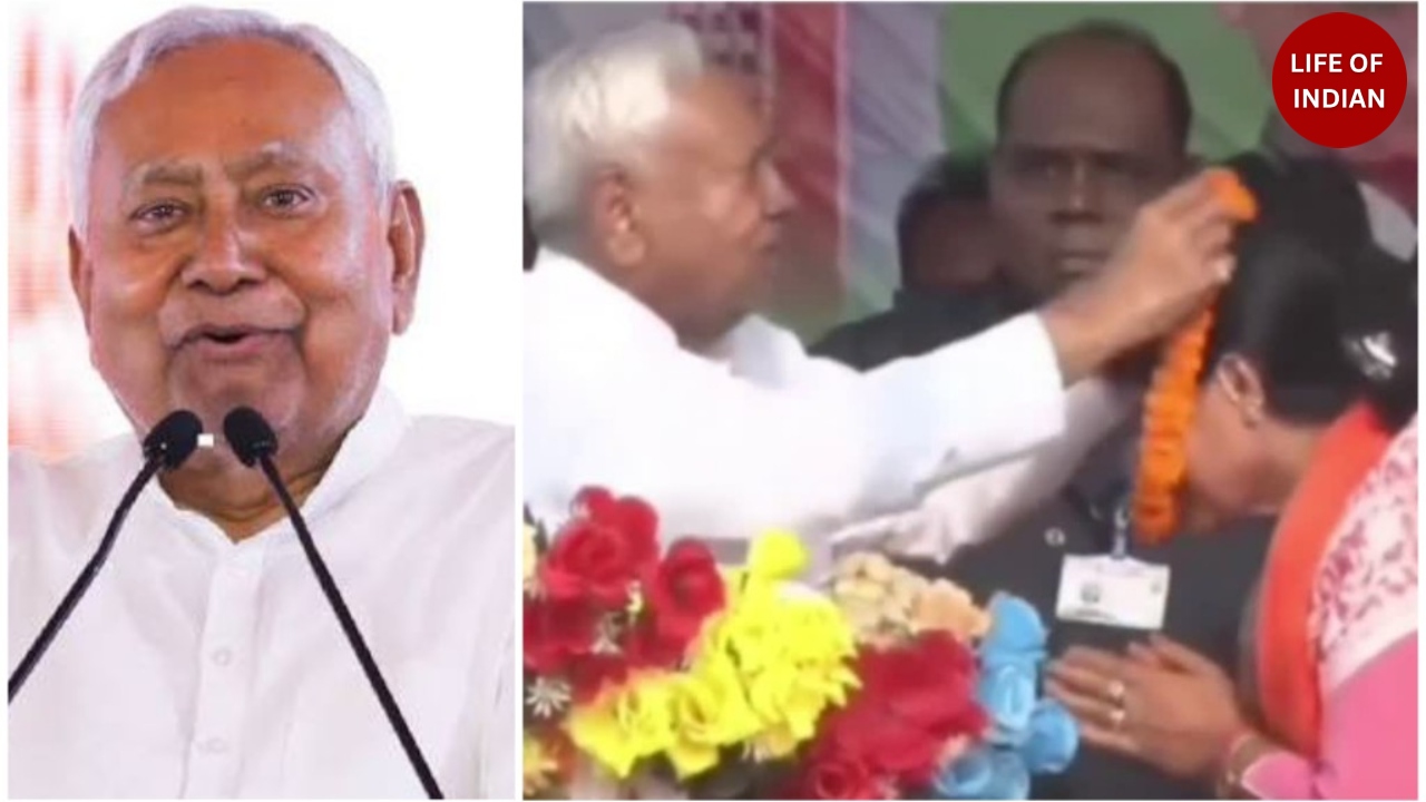 Bihar Election: Nitish Kumar Sparks Controversy After Trying to Garland Female NDA Candidate in Muzaffarpur